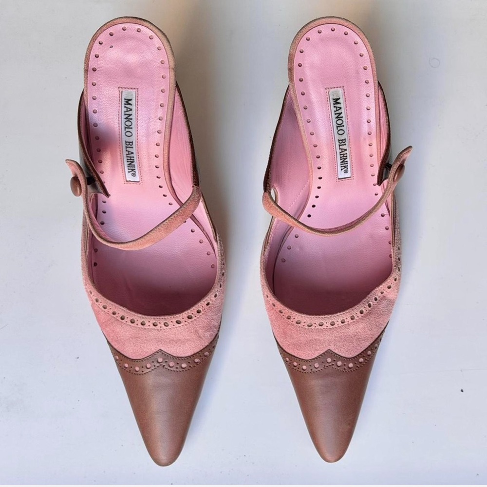 Manolo Blahnik Pink and Brown Women's Shoes - Picture 2 of 6